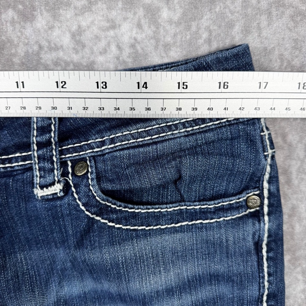 BKE Harper Bootcut Jeans Womens 32R Medium Wash Contrast Stitch Denim Blue - Picture 9 of 13